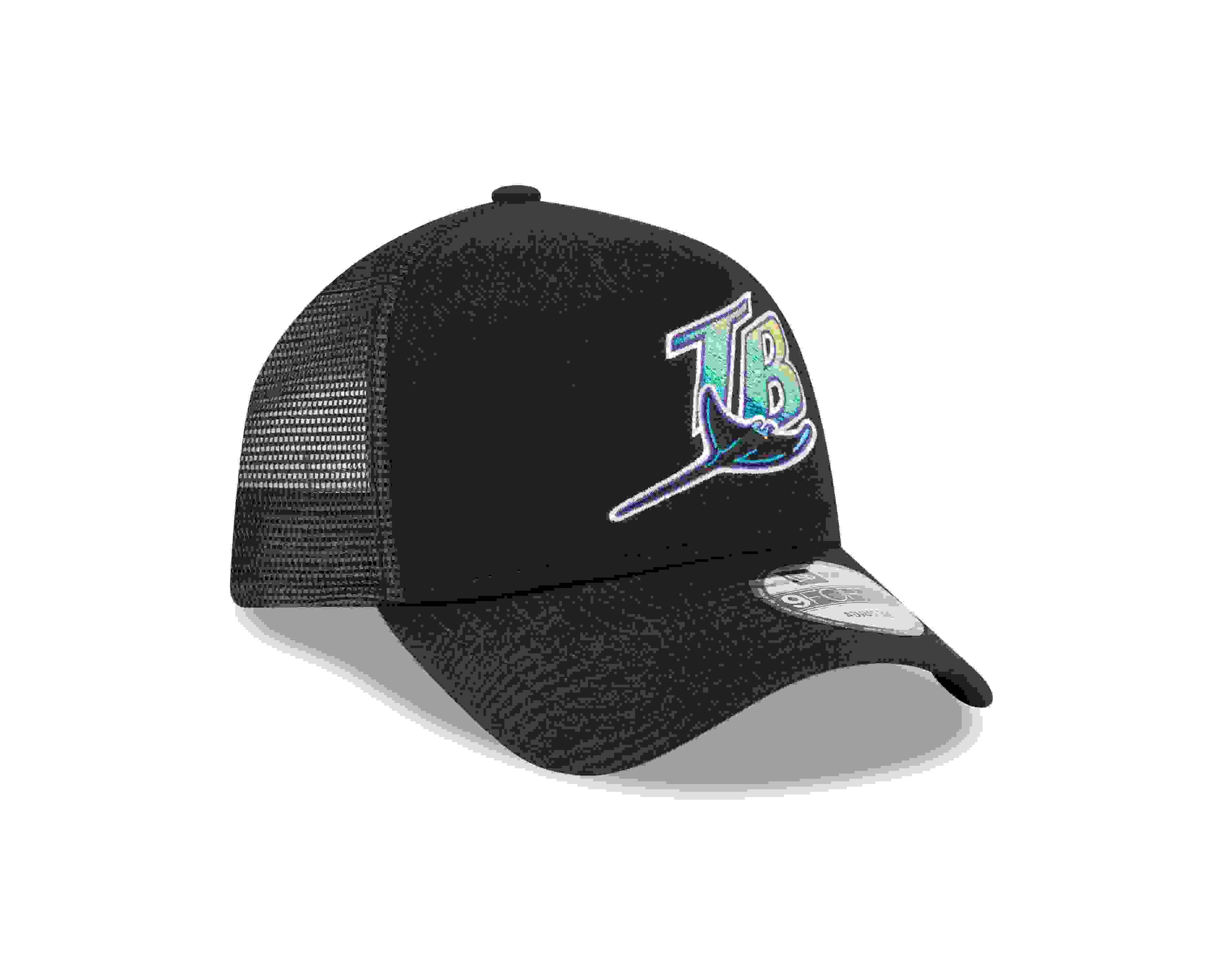 New Era Tampa Bay Rays 9FORTY A-Frame Cooperstown Trucker Black Snapback Hat